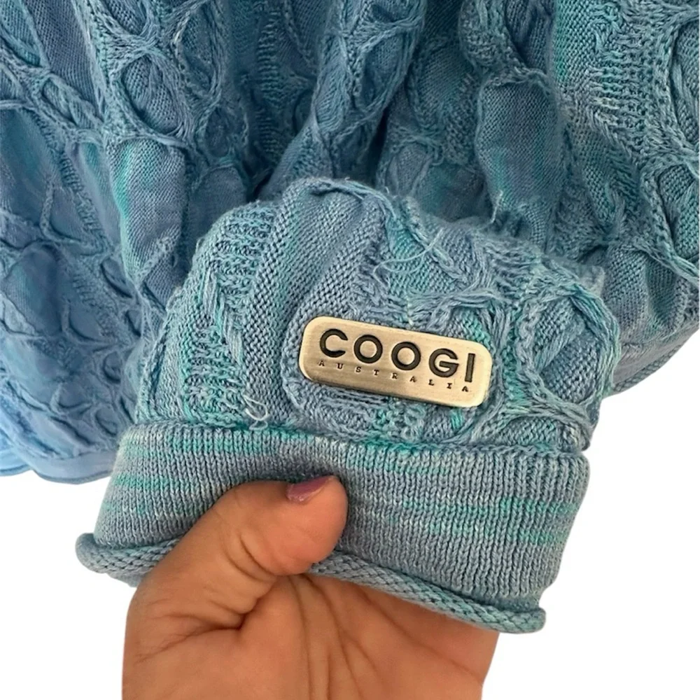 Vintage Blue Textured Crewneck Sweater -